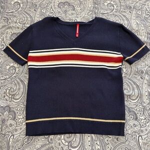 UNIONBAY Navy and Red Striped Sweater